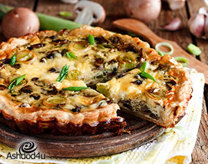 לחג השבועות: קיש פטריות טריות וגבינת קשקבל- ללא גלוטן